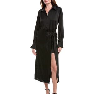 Simkhai Black Satin Long Sleeve Maxi Dress